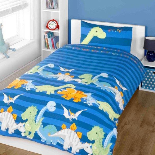 Laste voodipesukomplekt Dinosaurus 2-osaline sinine