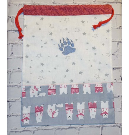 Personalized bag Bear's footprint white