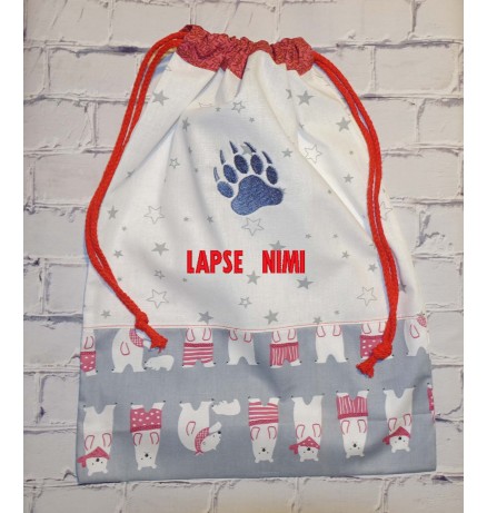 Personalized bag Bear's footprint white