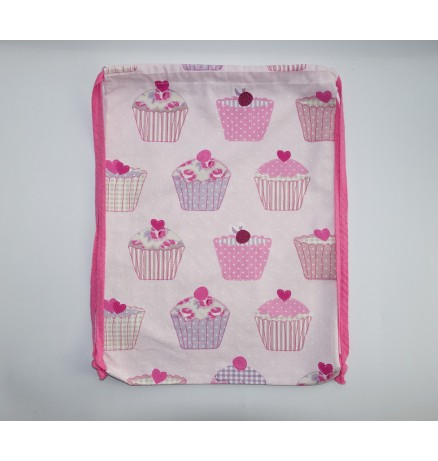 Paksemast puuvillasest kangast seljakott roosad muffinid